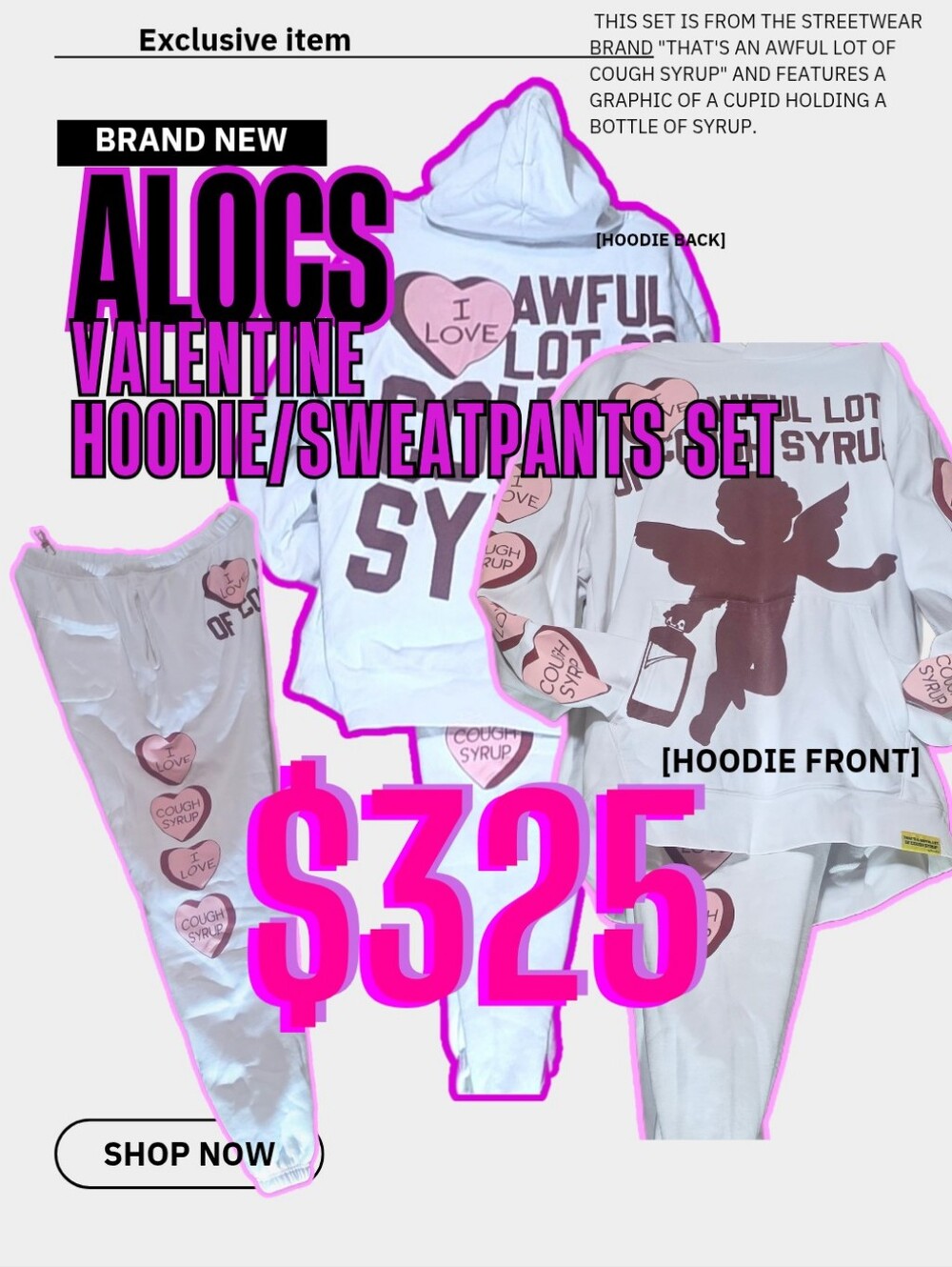 A.L.O.C.S Valentine Hoodie & Sweatpants Set in White